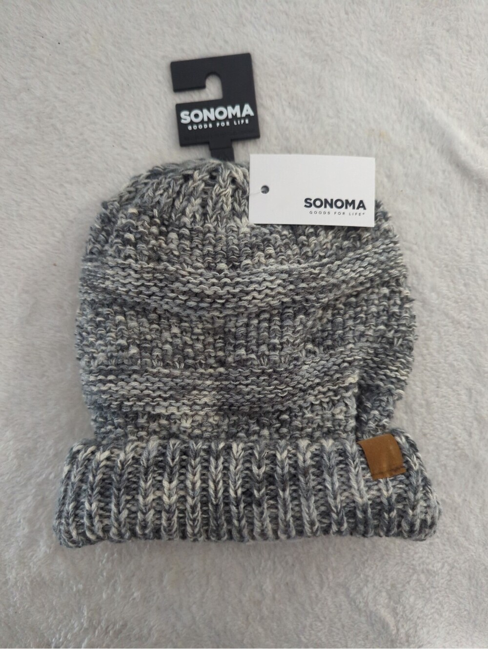 Sonoma Gray Marled Knit Beanie Hat Cold Weather